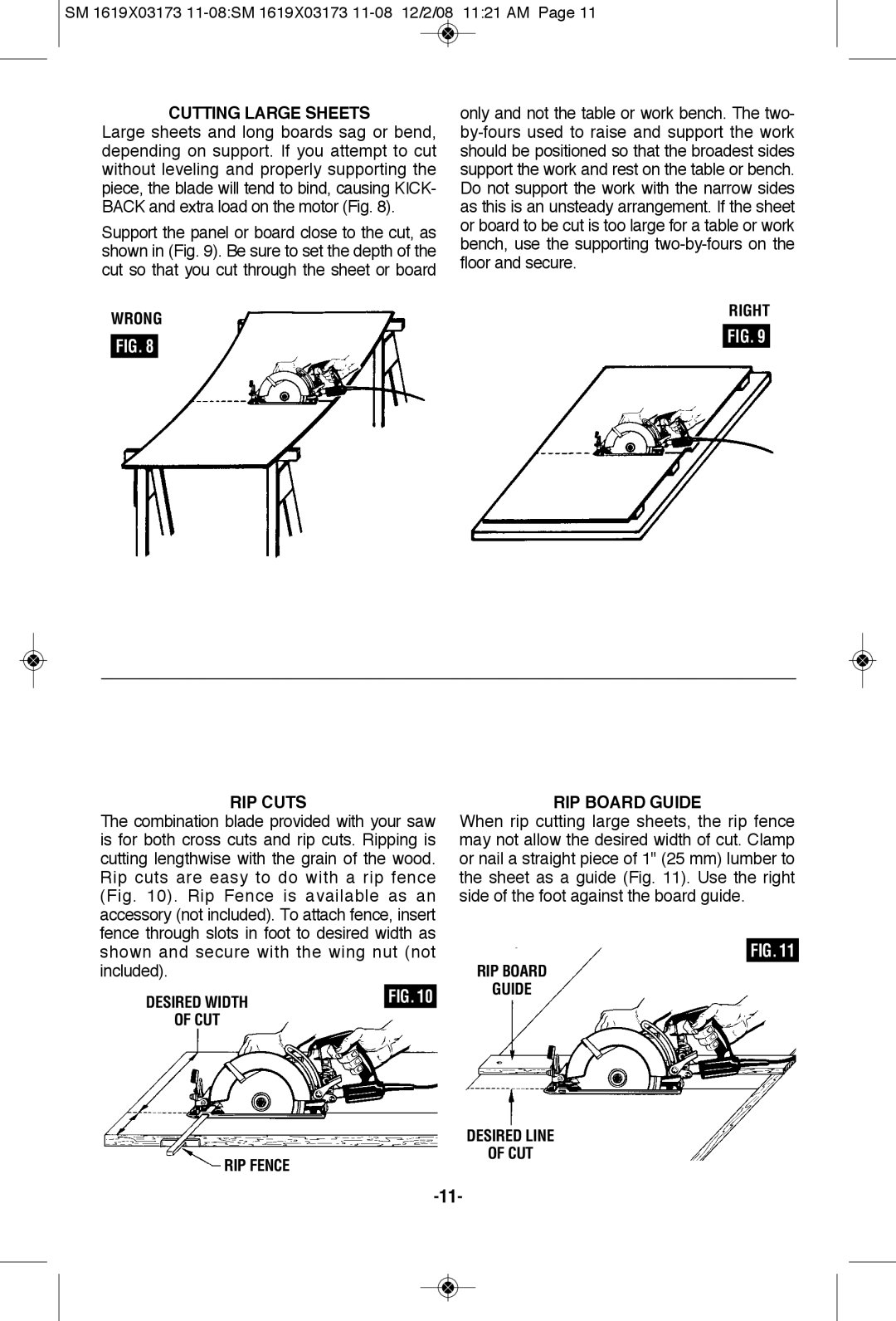 Skil SHD77 Cutting Large Sheets, Wrong, Right RIP Cuts, CUT RIP Board Guide, RIP Board Guide Desired Line CUT RIP Fence 