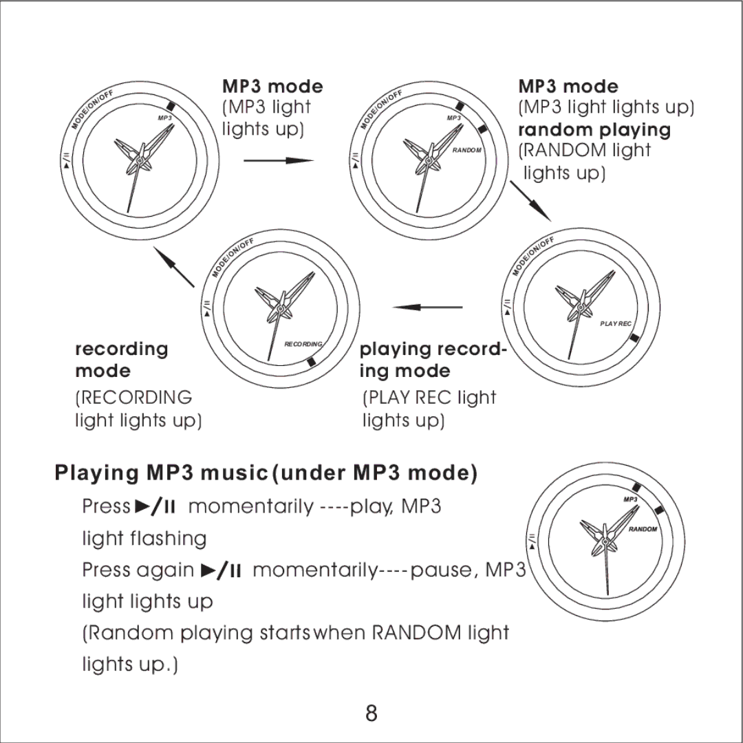 Skullcandy MacGyver manual Playing MP3 music under MP3 mode, Recording 