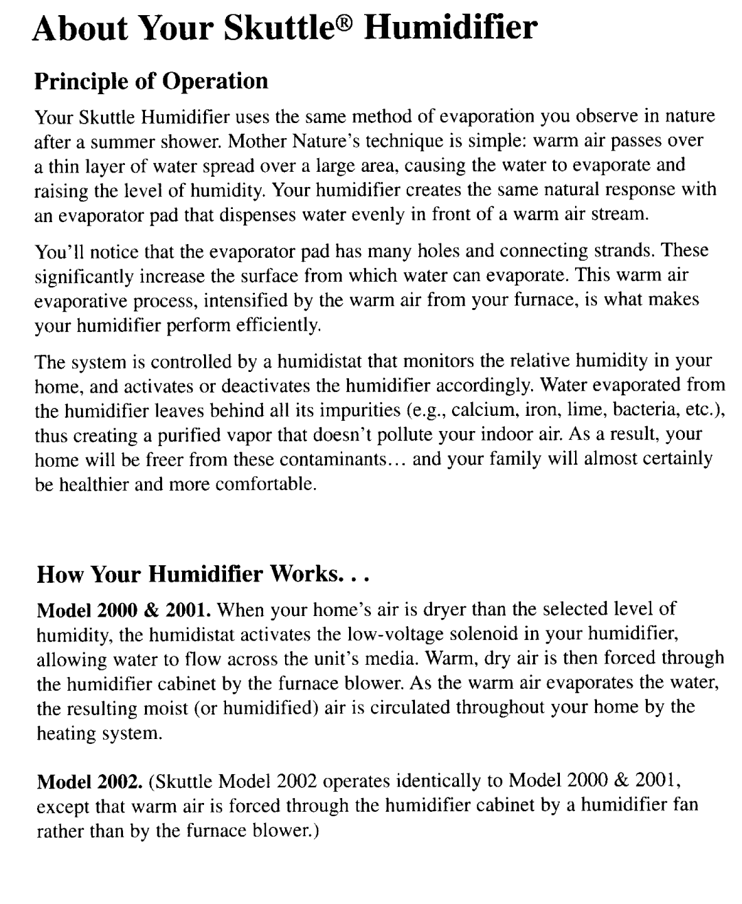 Skuttle Indoor Air Quality Products 2001, 2000, 2002 manual 