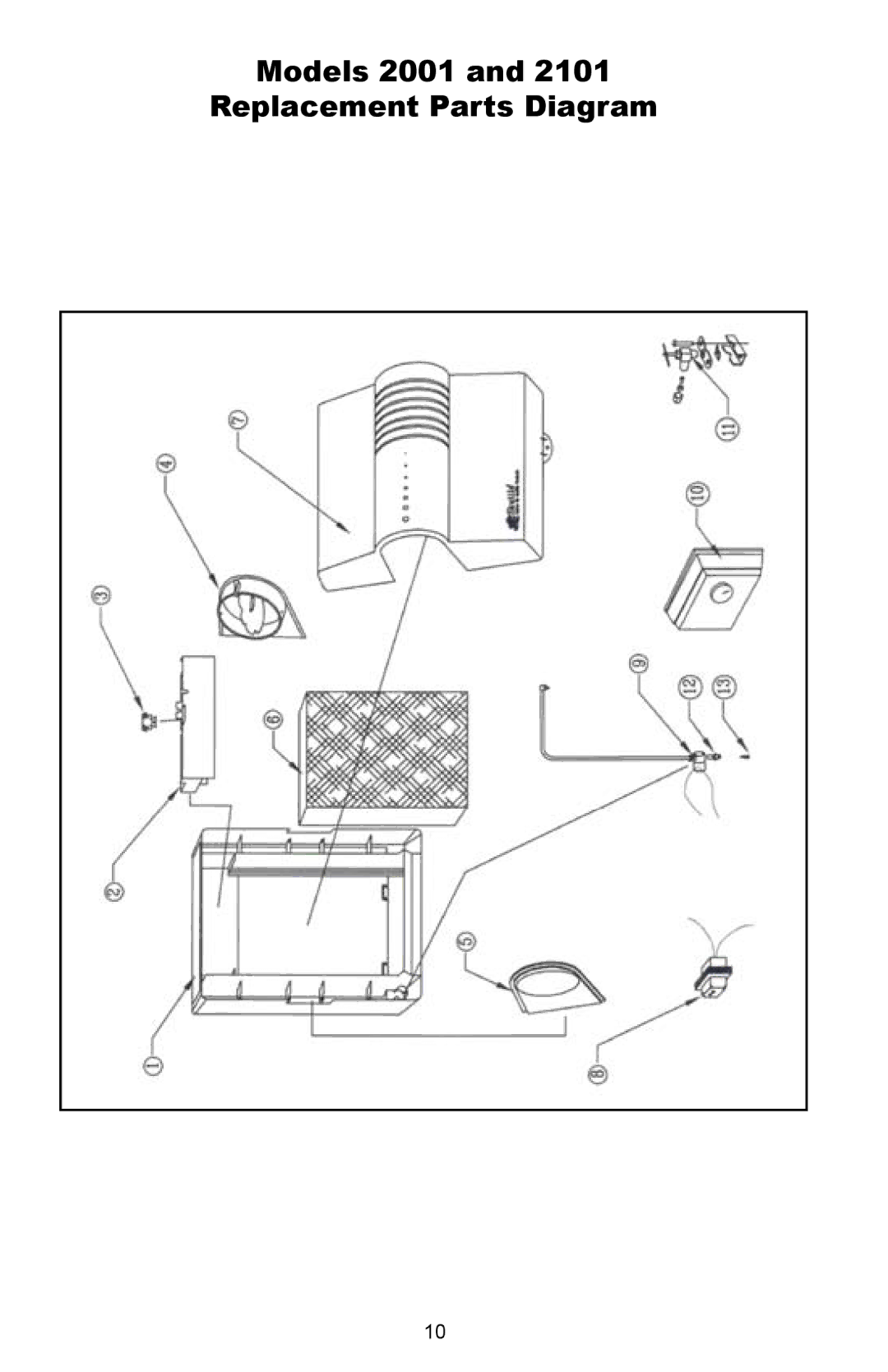 Skuttle Indoor Air Quality Products 2100, 2102 owner manual Models 2001 Replacement Parts Diagram 