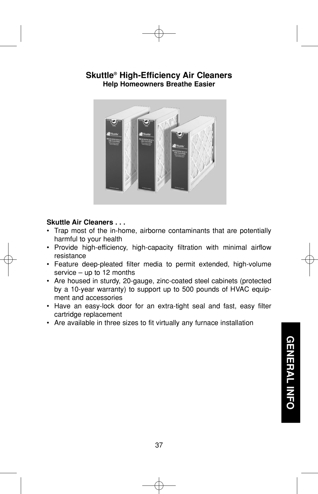 Skuttle Indoor Air Quality Products 60-2, F60-2 Skuttle High-EfficiencyAir Cleaners, General Info, Skuttle Air Cleaners 