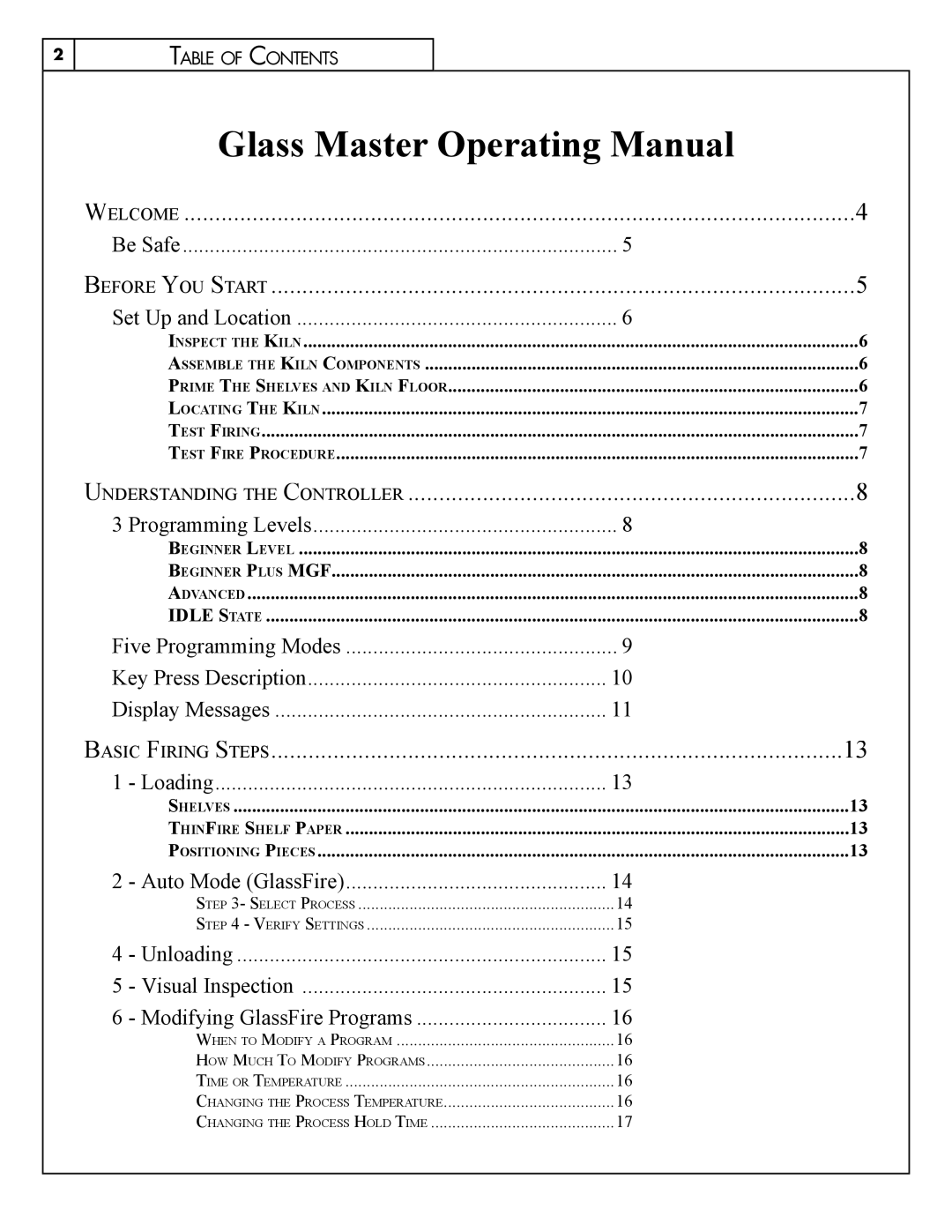 Skuttle Indoor Air Quality Products Klin manual Glass Master Operating Manual, Idle S Tate 