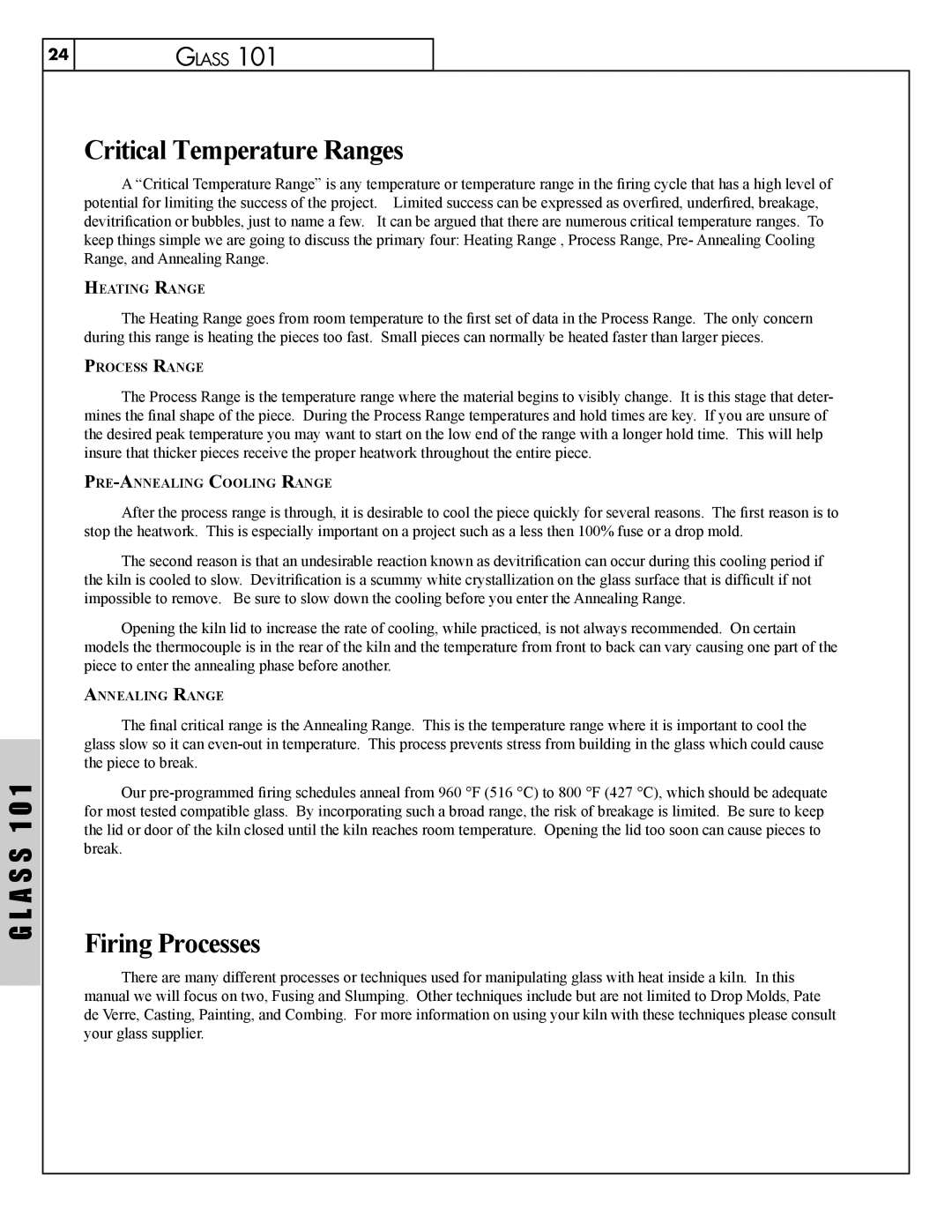 Skuttle Indoor Air Quality Products Klin manual Critical Temperature Ranges, Firing Processes 