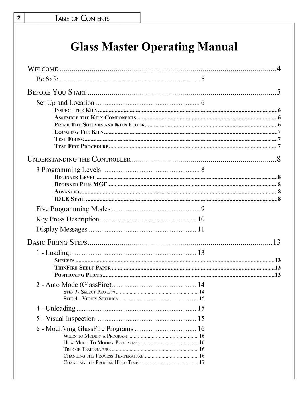 Skuttle Indoor Air Quality Products Klin manual Glass Master Operating Manual 