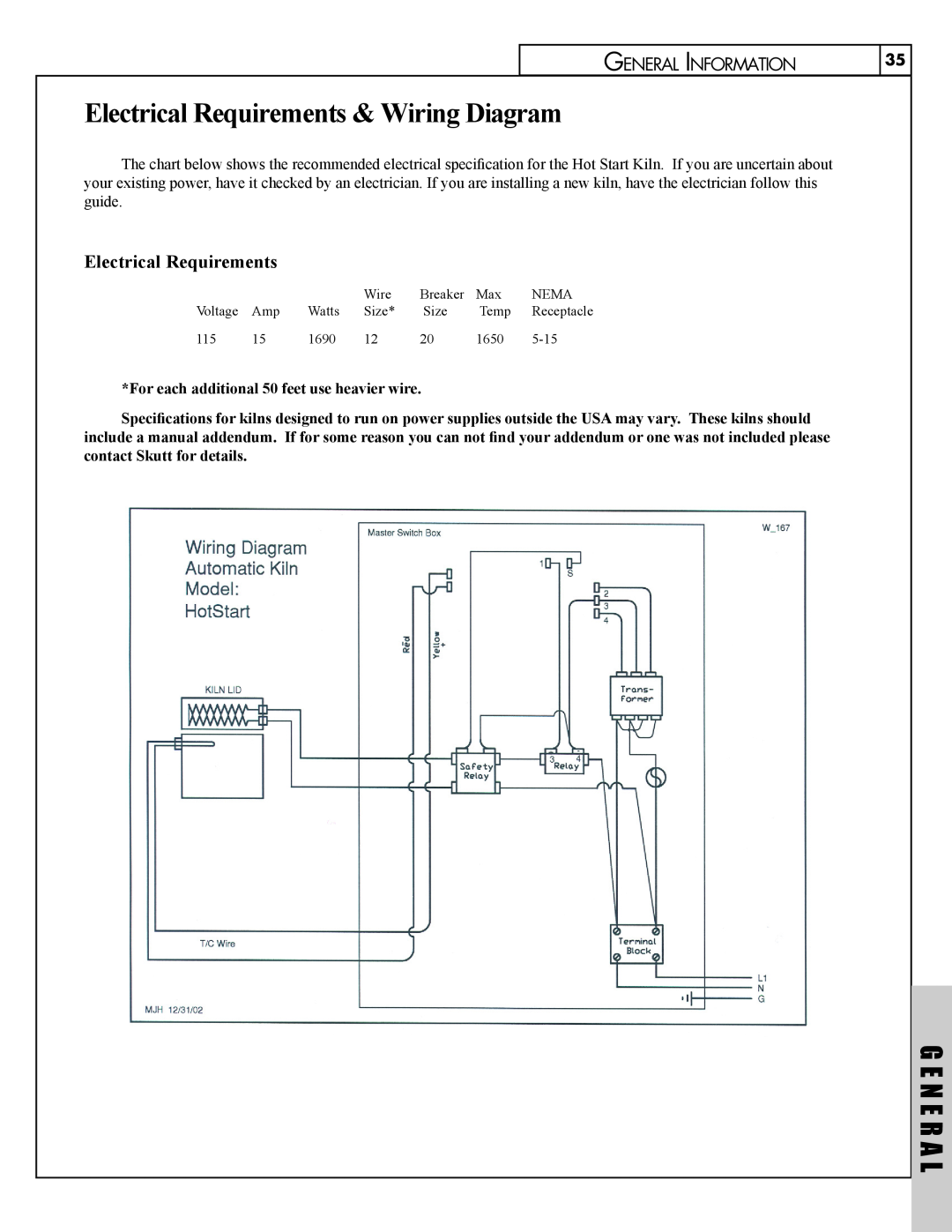 Skuttle Indoor Air Quality Products Klin manual Electrical Requirements & Wiring Diagram, G E N E R A L 