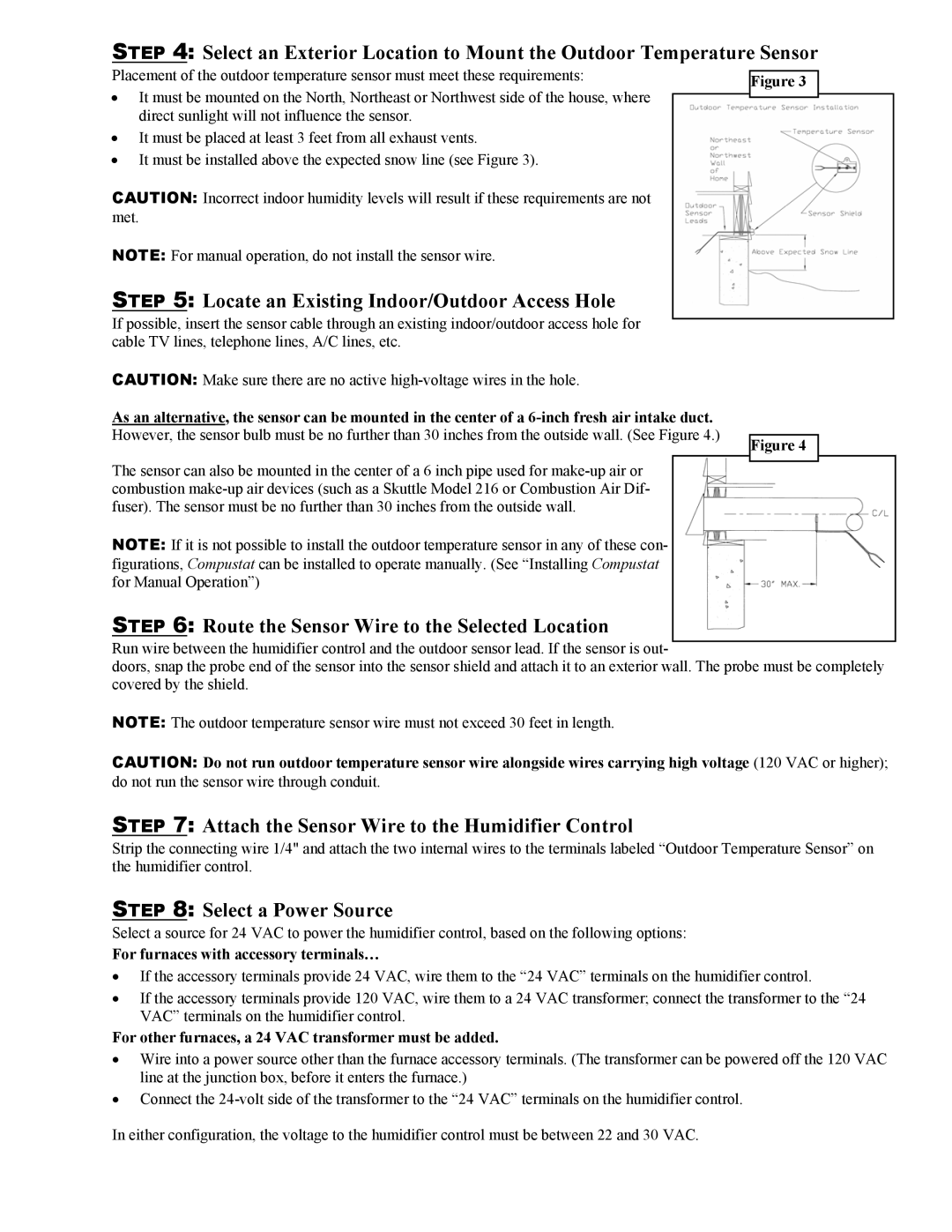 Skuttle Indoor Air Quality Products SEH-7100-000 installation instructions Select a Power Source 