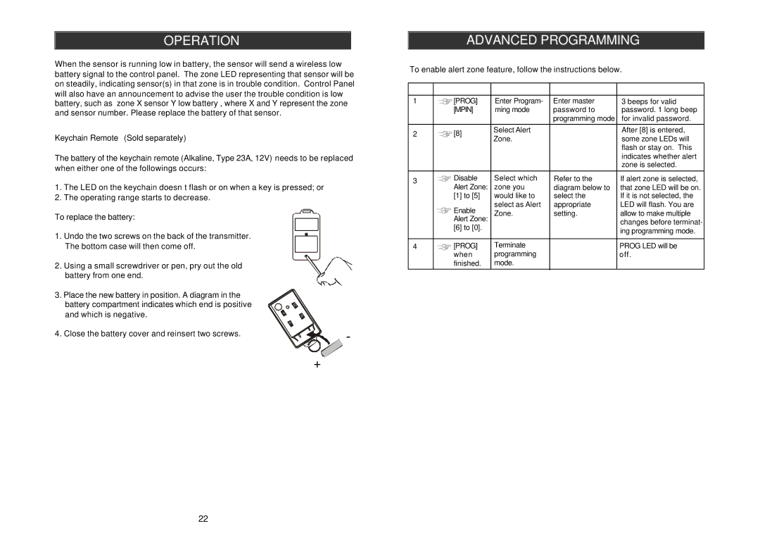 SkyLink AM-002/ML-001 manual To enable alert zone feature, follow the instructions below 