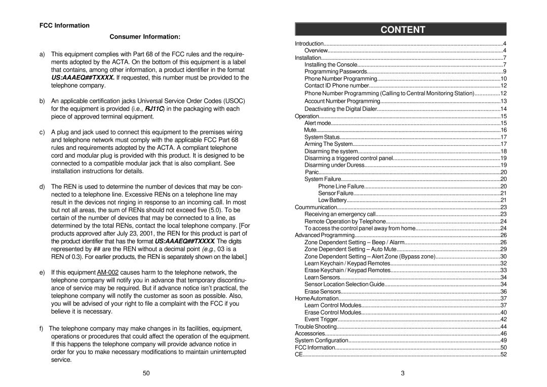 SkyLink AM-002/ML-001 manual Content, FCC Information Consumer Information 