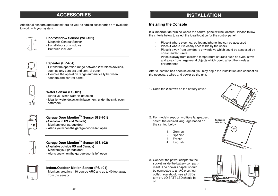 SkyLink AM-002/ML-001 manual Installation, Installing the Console 