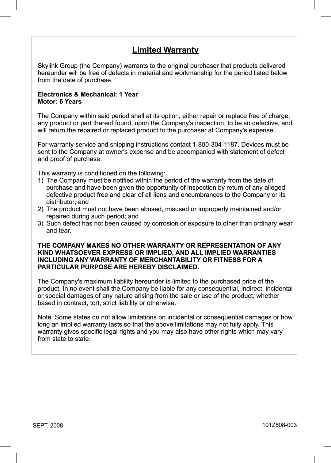 SkyLink EQ manual 