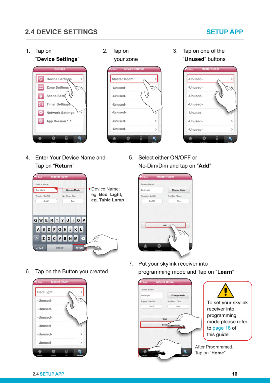 SkyLink HU-318 setup guide Device Settings 