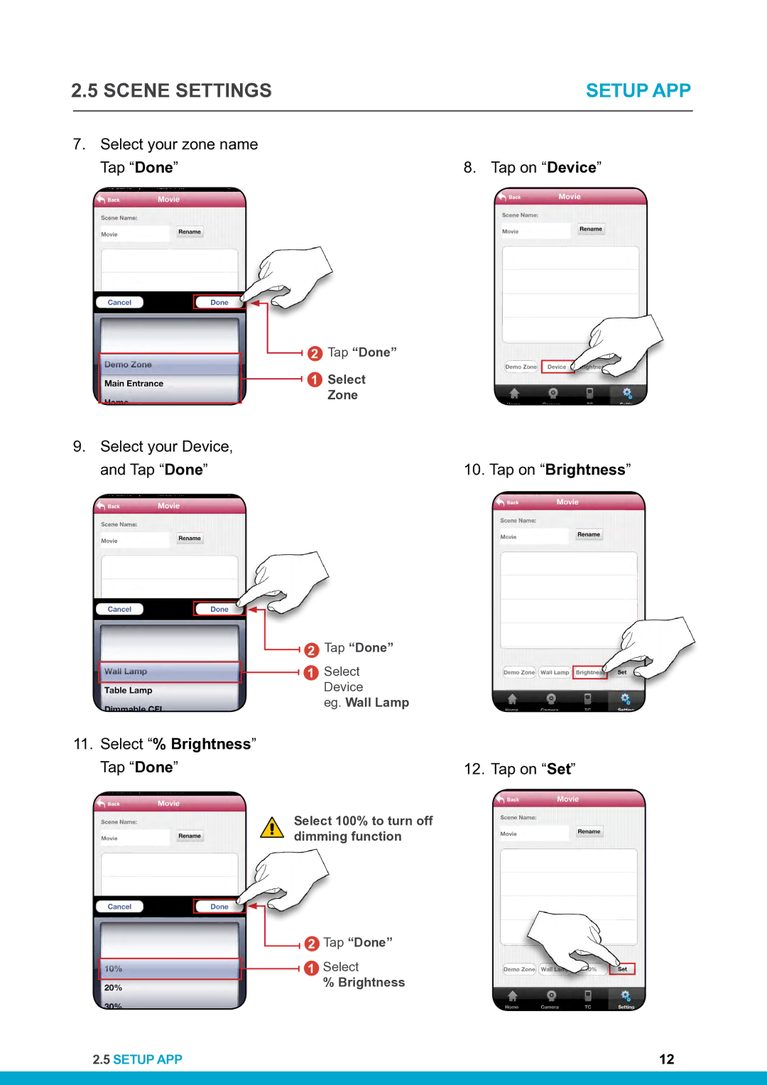 SkyLink HU-318 setup guide Tap on Brightness 