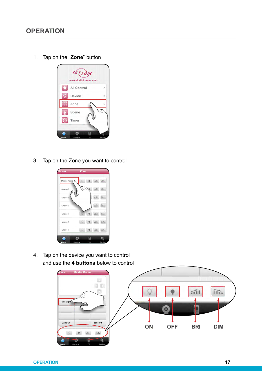 SkyLink HU-318 setup guide Operation 