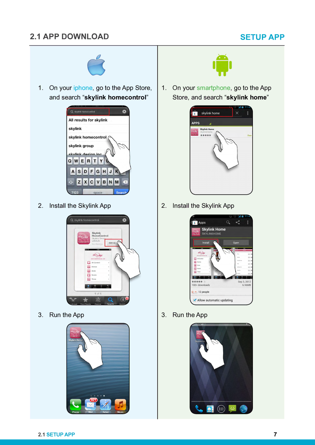 SkyLink HU-318 setup guide APP Download, Setup APP 