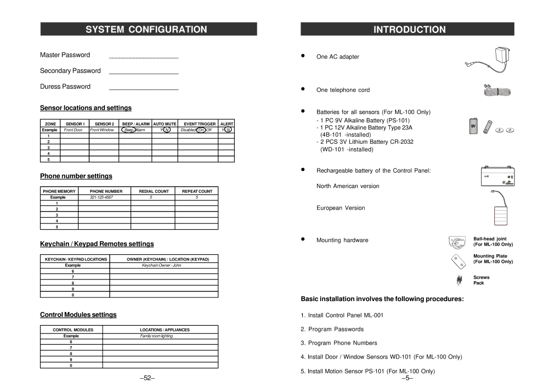 SkyLink ML-001, ML-100 manual System Configuration 