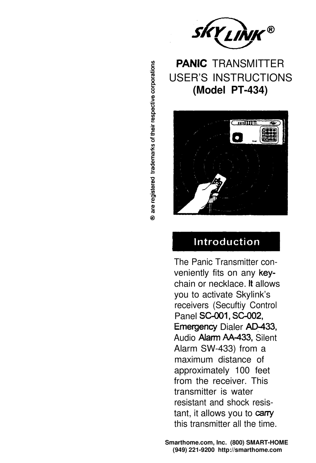 SkyLink manual Model PT-434 