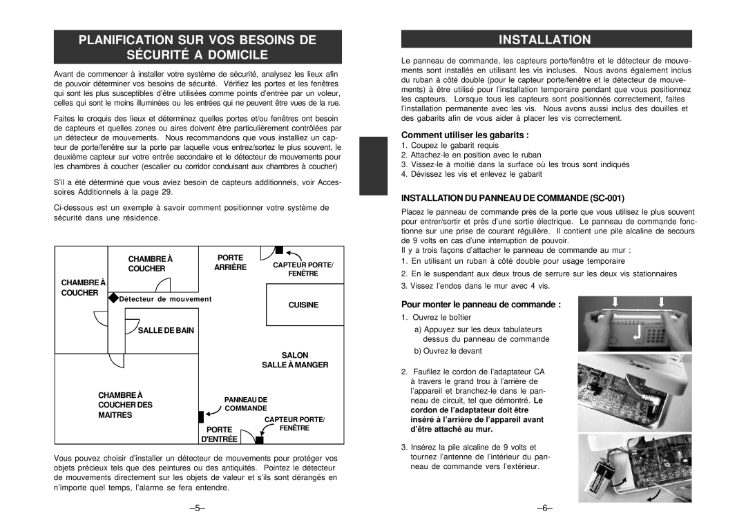 SkyLink SC-100 manual Planification SUR VOS Besoins DE Sécurité a Domicile, Comment utiliser les gabarits 