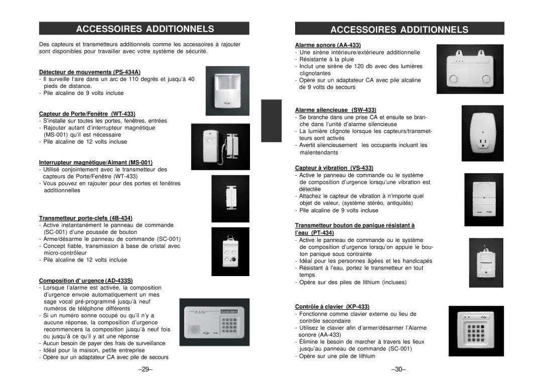 SkyLink SC-100 manual Accessoires Additionnels 