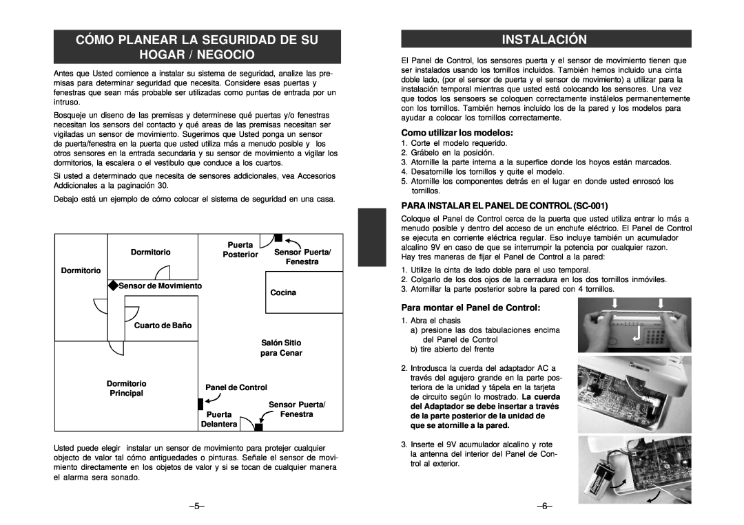 SkyLink SC-100 manual Cómo Planear La Seguridad De Su Hogar / Negocio, Instalación, Como utilizar los modelos, Dormitorio 