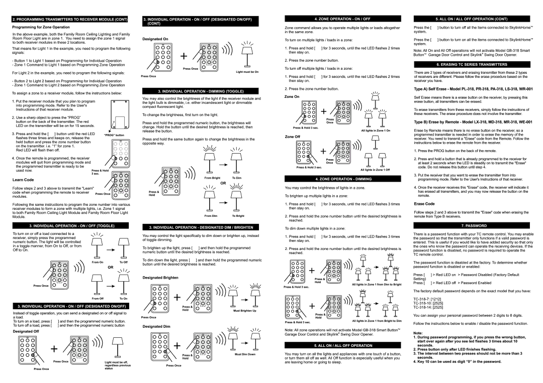 SkyLink TC-318-7, TC-318-14, TC-318-10 manual 