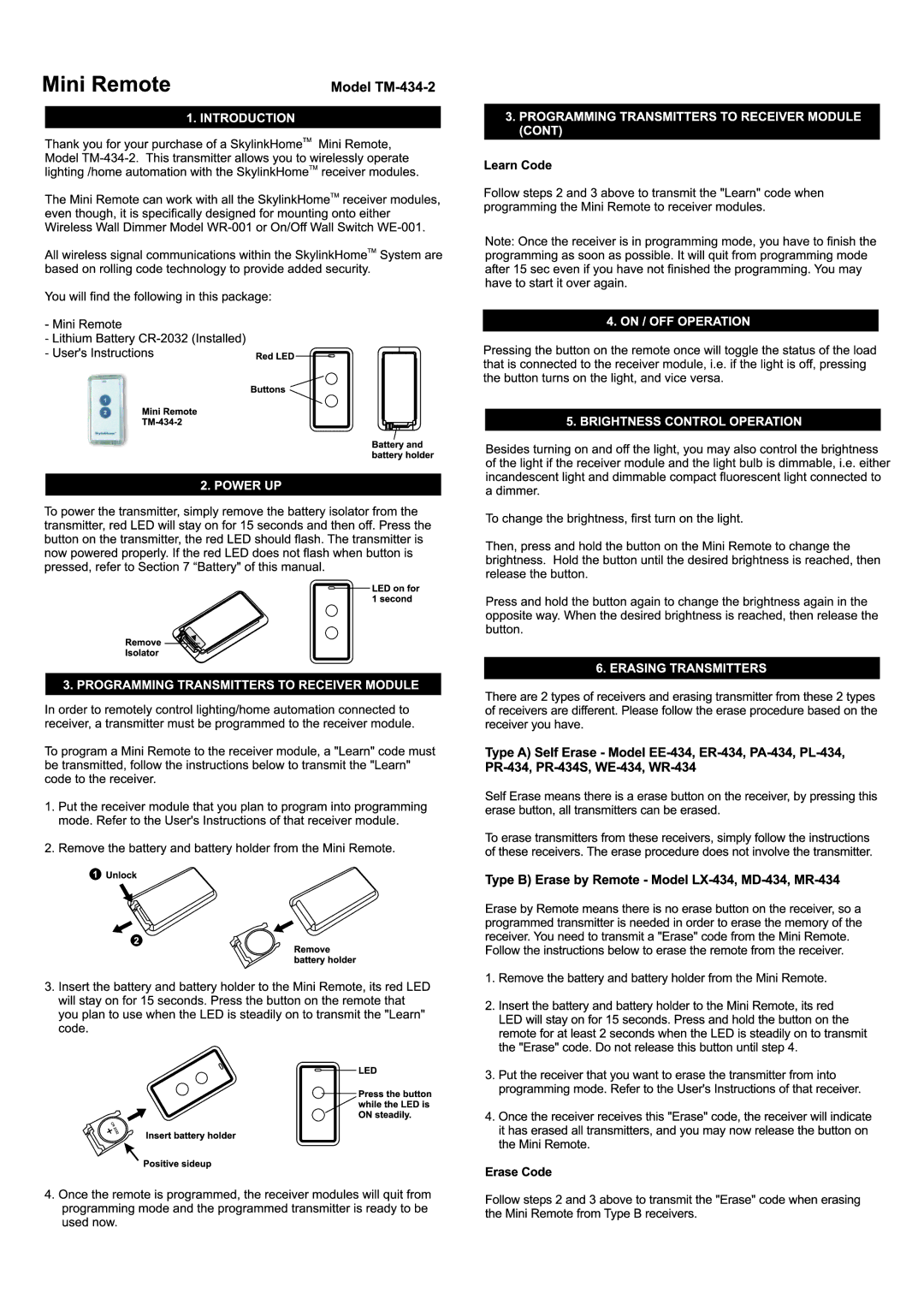 SkyLink TM-434-2 manual 