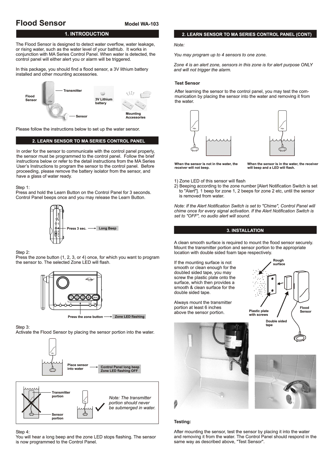 SkyLink WA-103 manual 