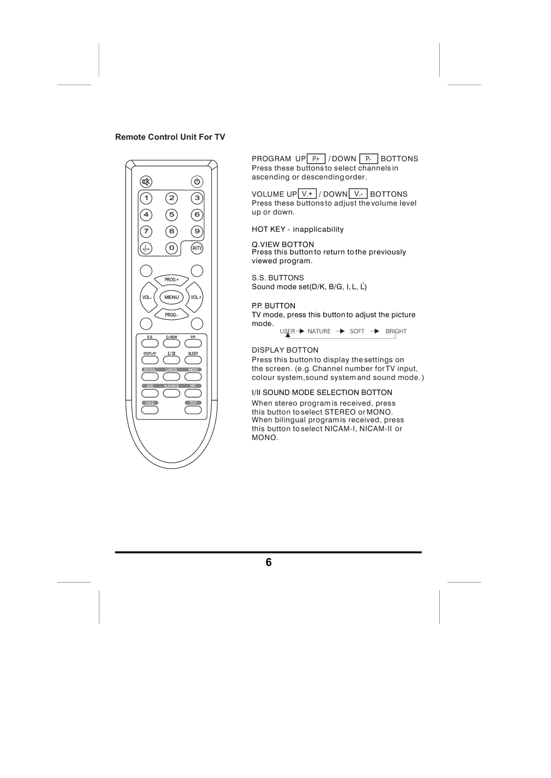 Skyworks LCD-19L03 manual Buttons, Display Botton 