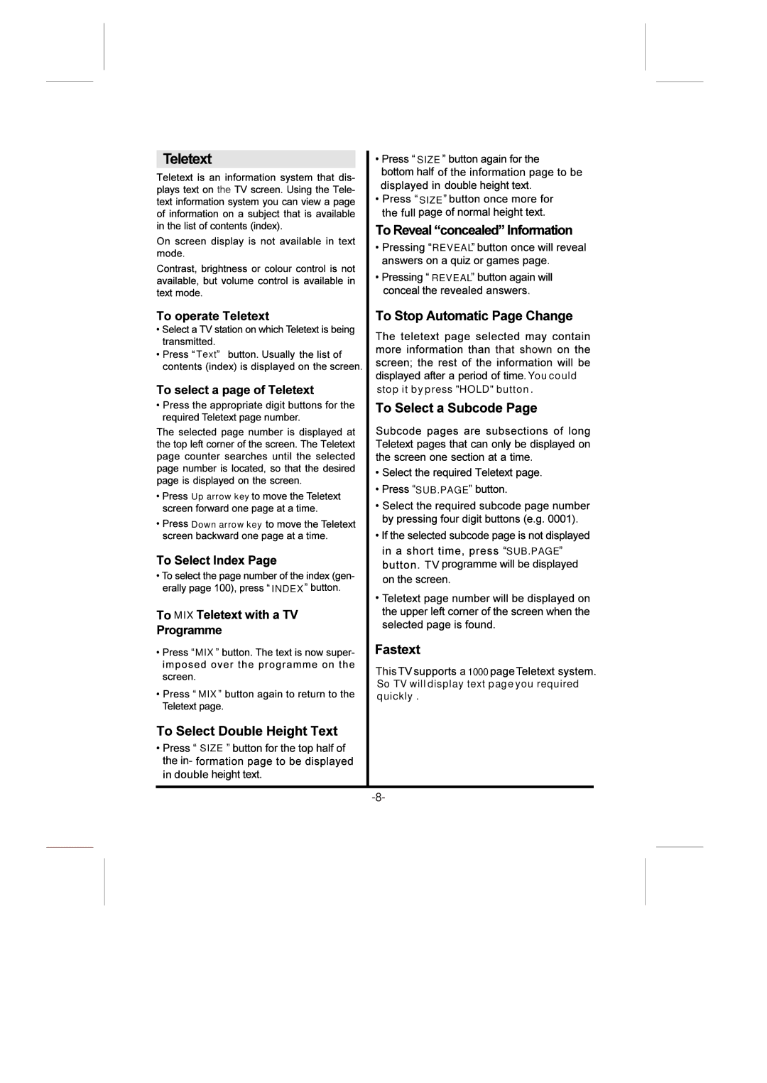 Skyworth 26L8E instruction manual Mix 