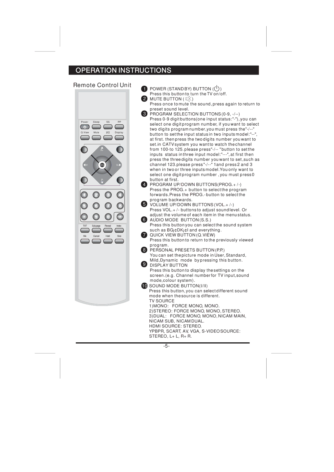 Skyworth 37L16 instruction manual Operation Instructions 