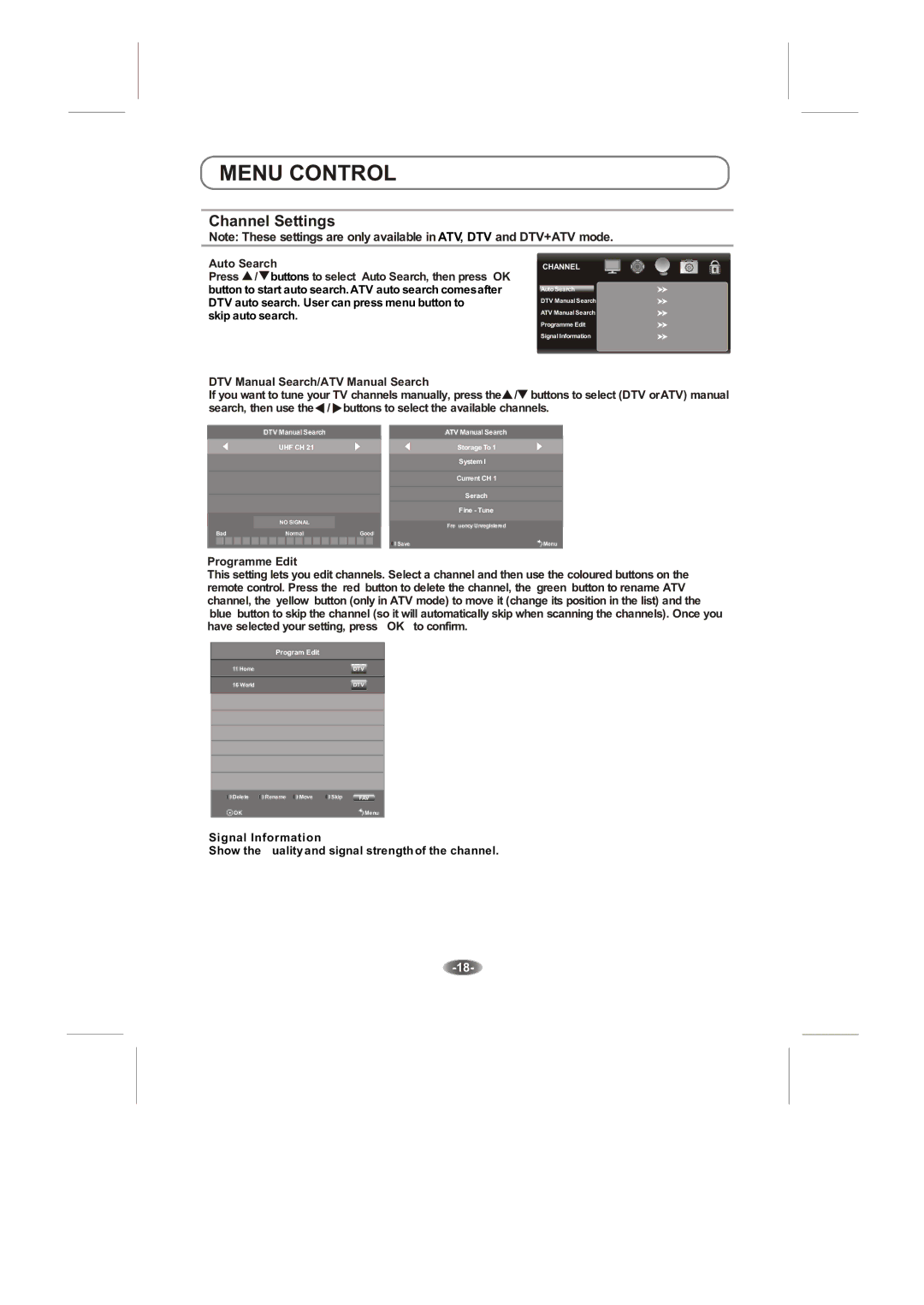 Skyworth 42E66A instruction manual Channel Settings, Auto Search 