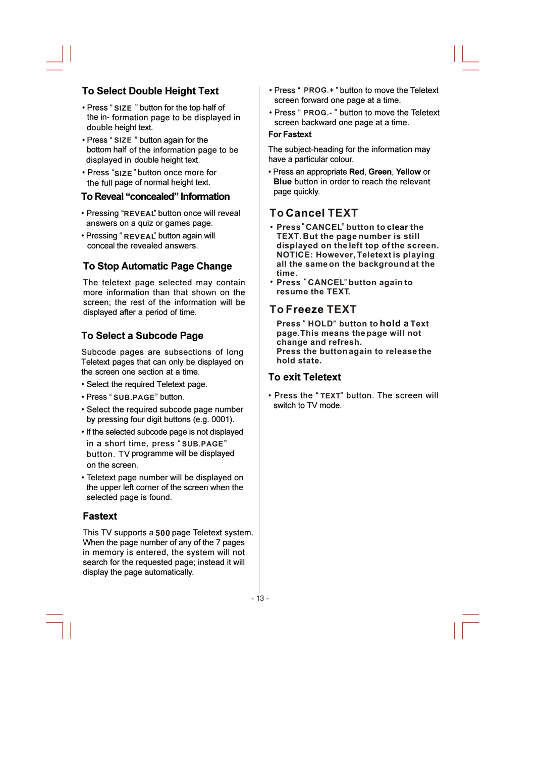 Skyworth LCD-32L16 manual To Cancel Text 