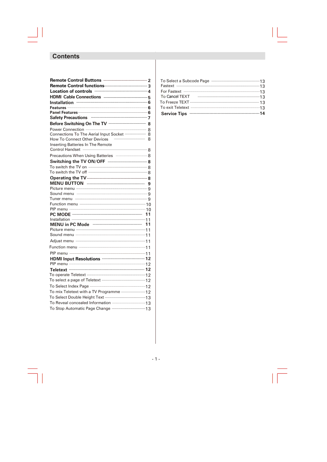 Skyworth LCD-32L16 manual Contents 