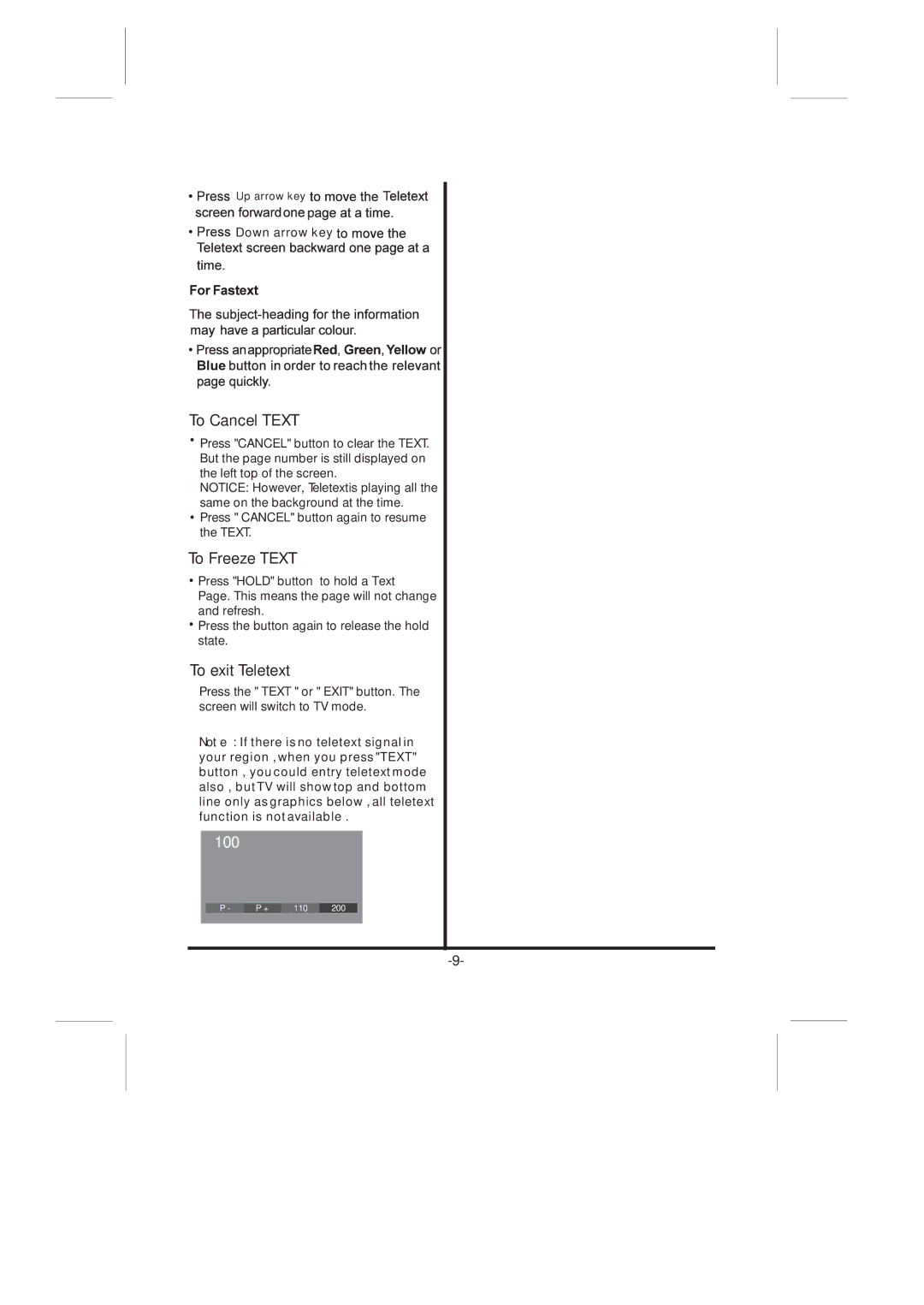 Skyworth LCD-32L16H instruction manual To Cancel Text, To Freeze Text, To exit Teletext 