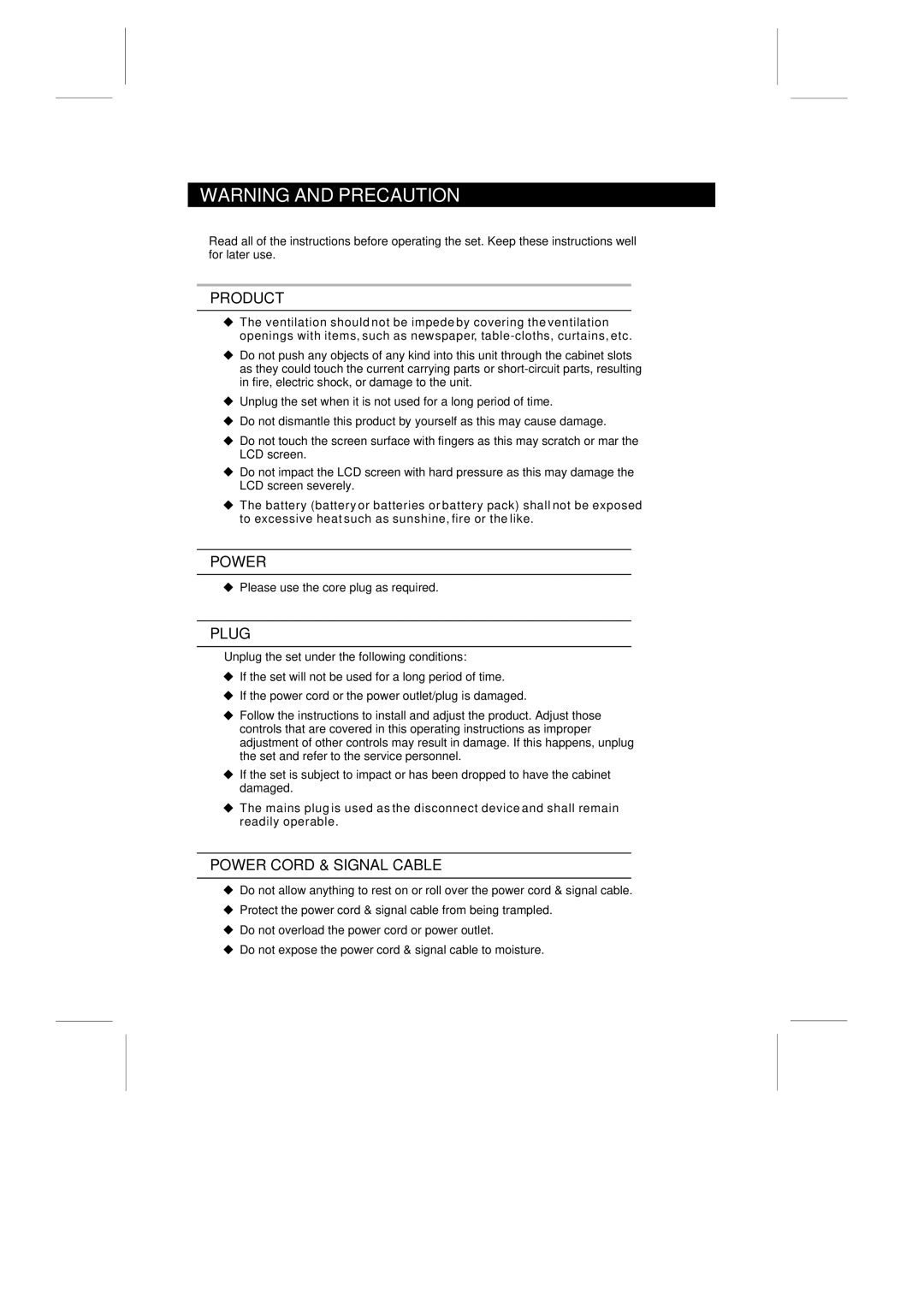 Skyworth LCD-32L16H instruction manual Power 