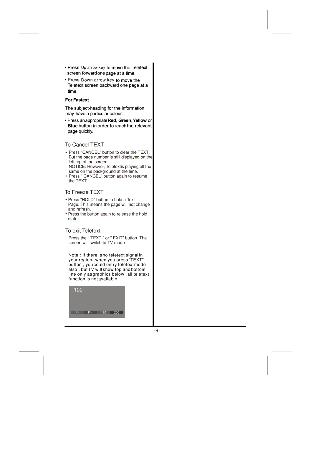 Skyworth LCD-32L8E instruction manual To Cancel Text, To Freeze Text, To exit Teletext 