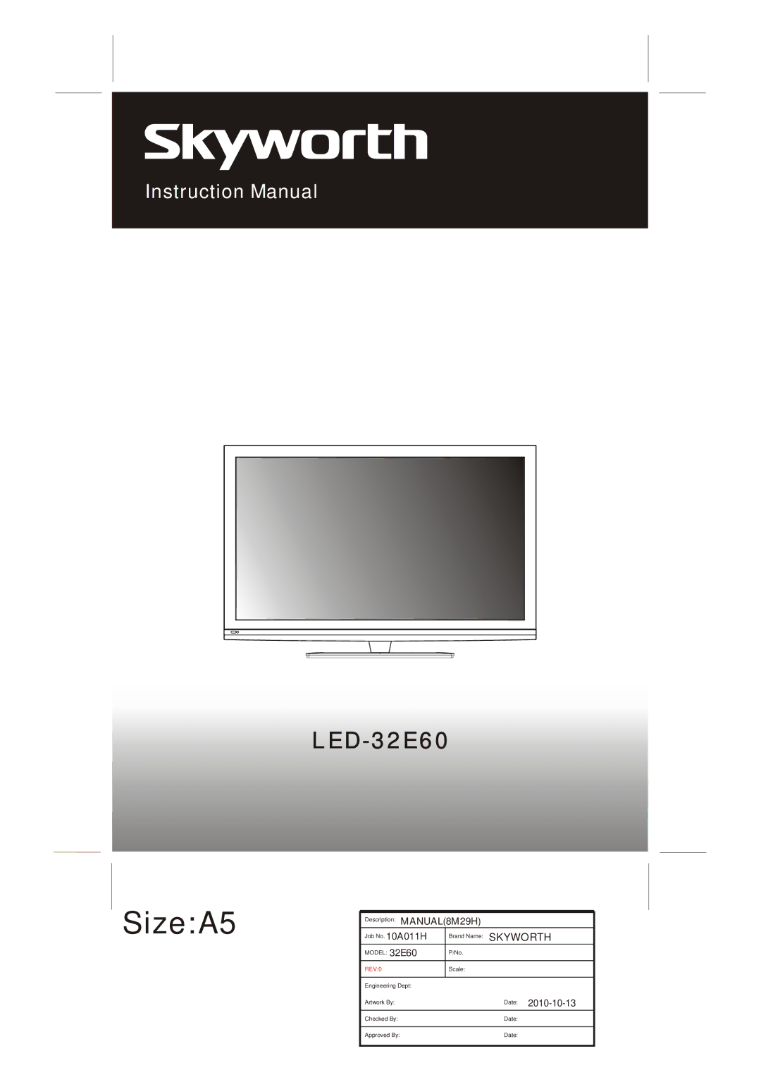 Skyworth LED-32E60 instruction manual SizeA5 