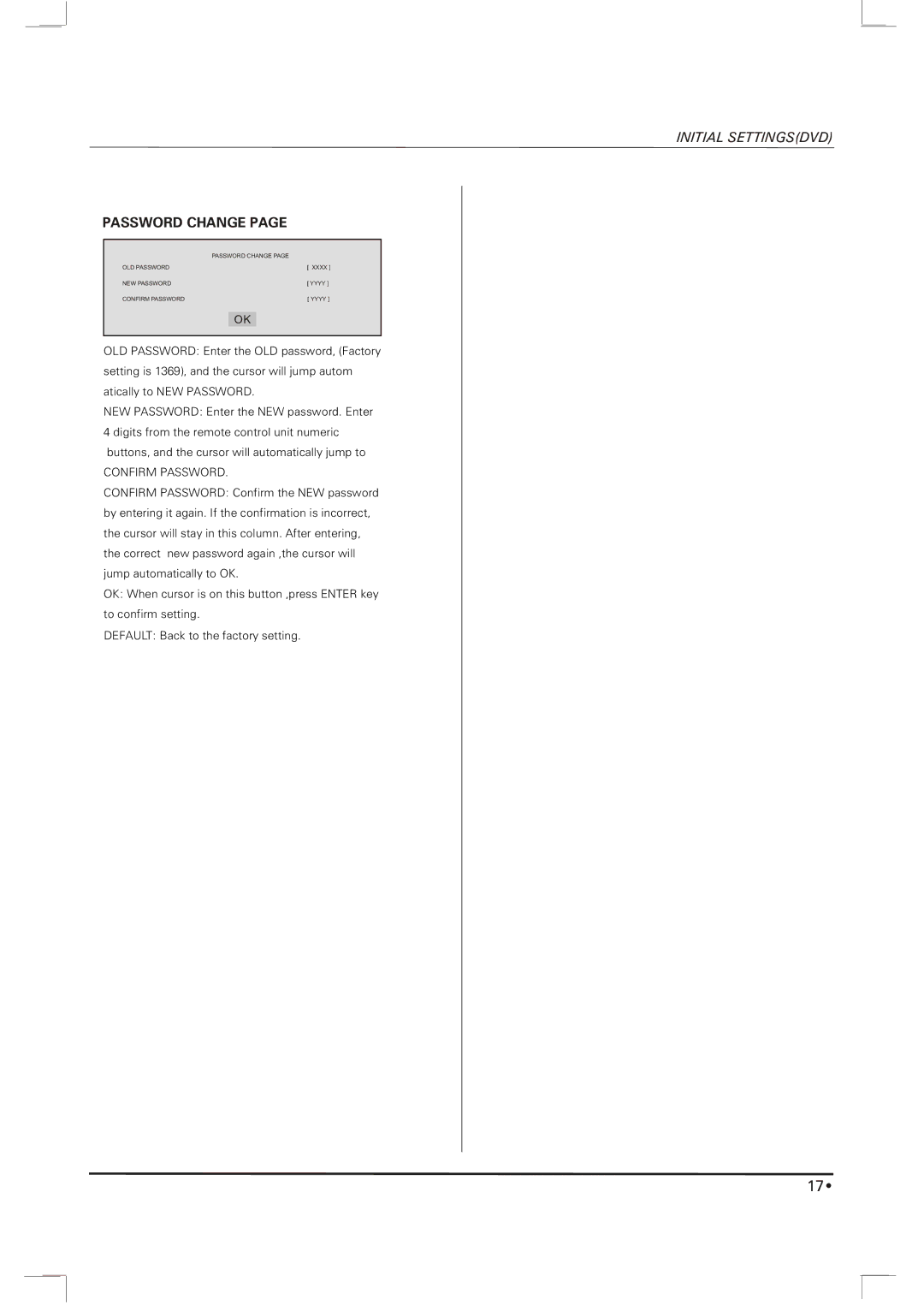 Skyworth SLC-1963A-1 owner manual Password Change 