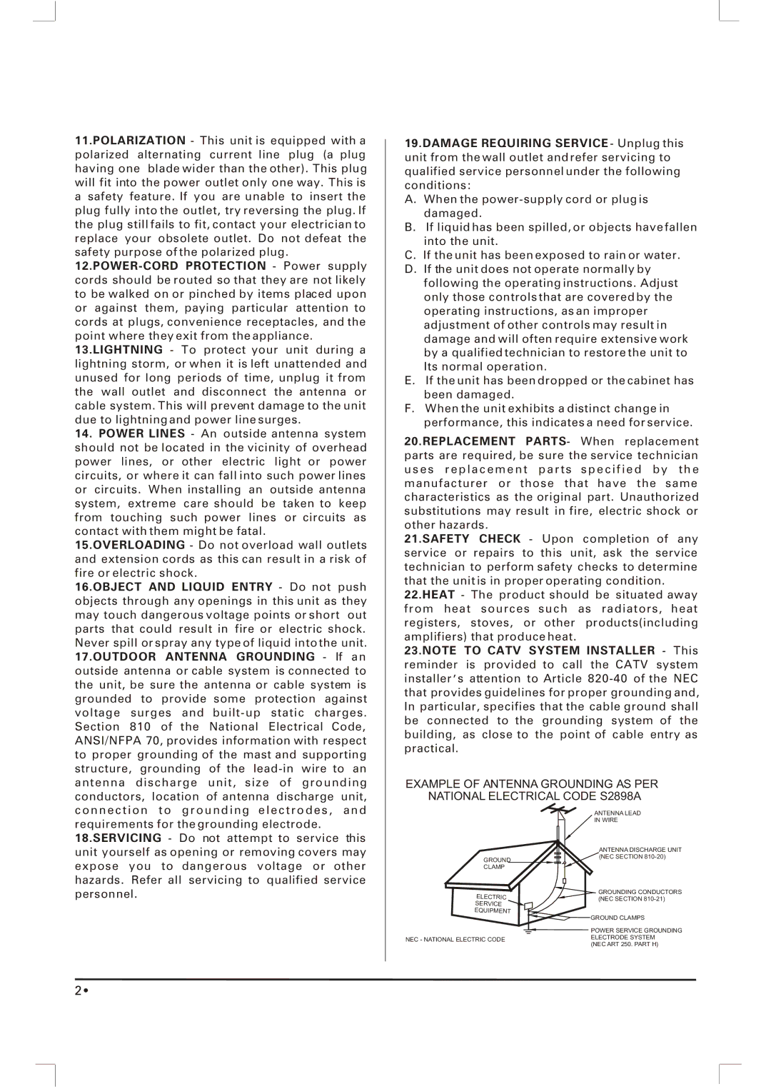 Skyworth SLC-1963A-1 owner manual Electric 