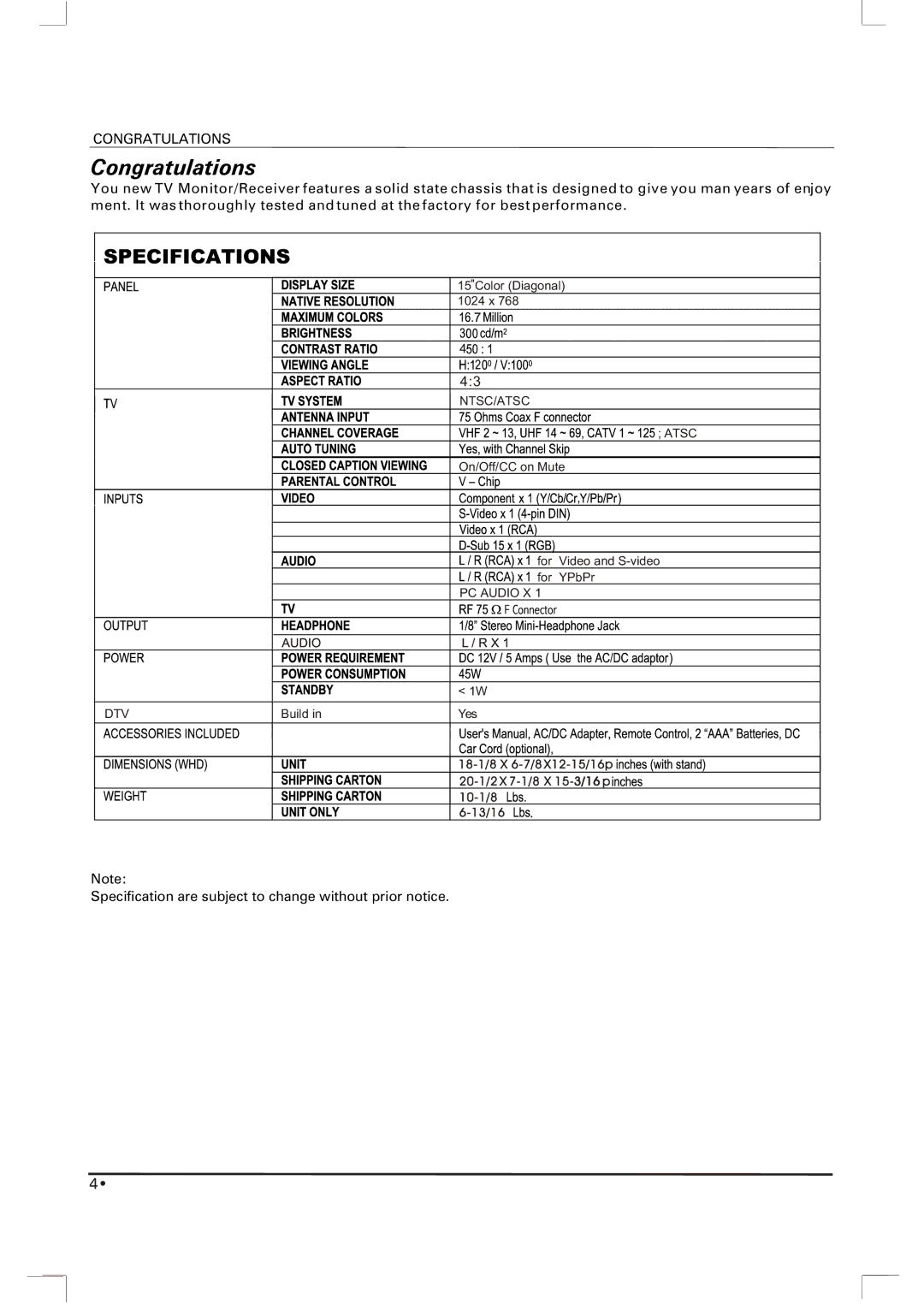 Skyworth SLTV-1551AW-1, SLTV-1551A-1 owner manual Congratulations 