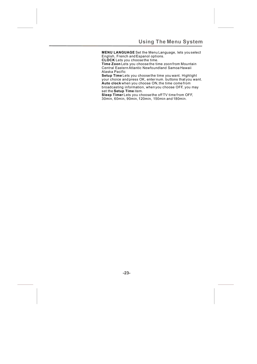 Skyworth SLTV-3263A-2, SLTV-2632A-2 manual Using The Menu System 