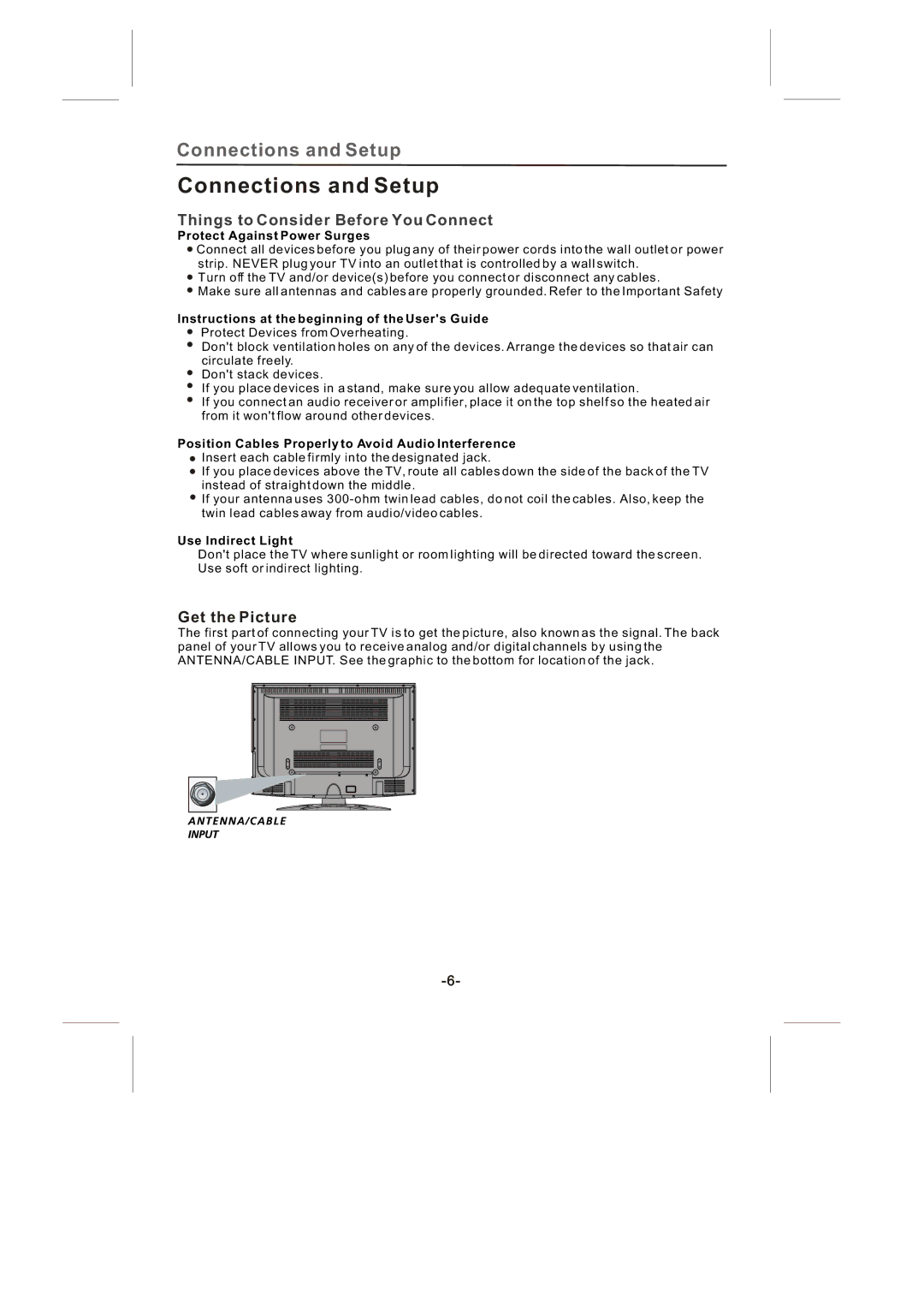 Skyworth SLTV-2632A-2, SLTV-3263A-2 manual Things to Consider Before You Connect, Get the Picture 