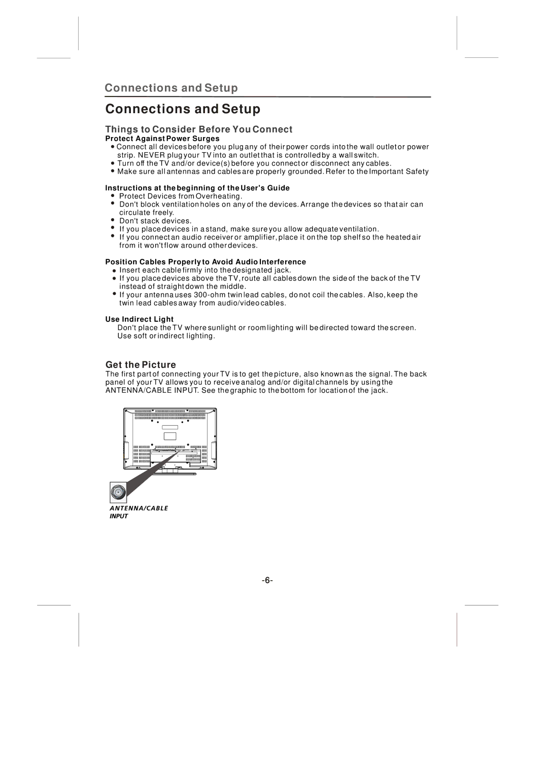 Skyworth SLTV-32L29A-2 manual Things to Consider Before You Connect, Get the Picture 