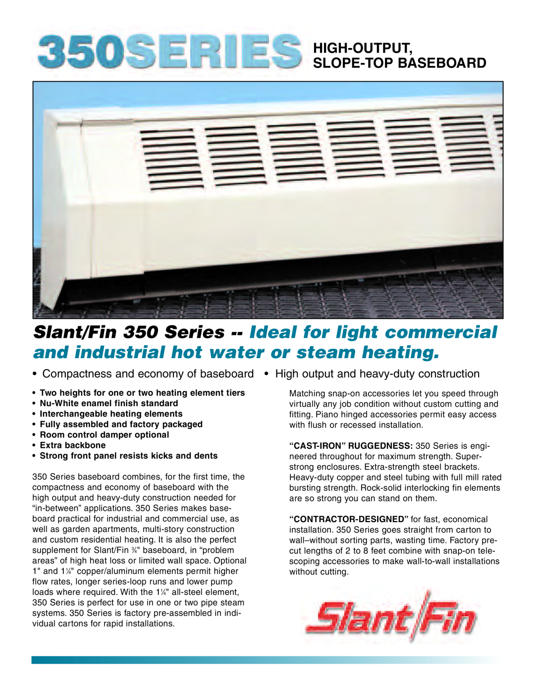 Slant/Fin 350 Series manual High-Output Slope-Topbaseboard 