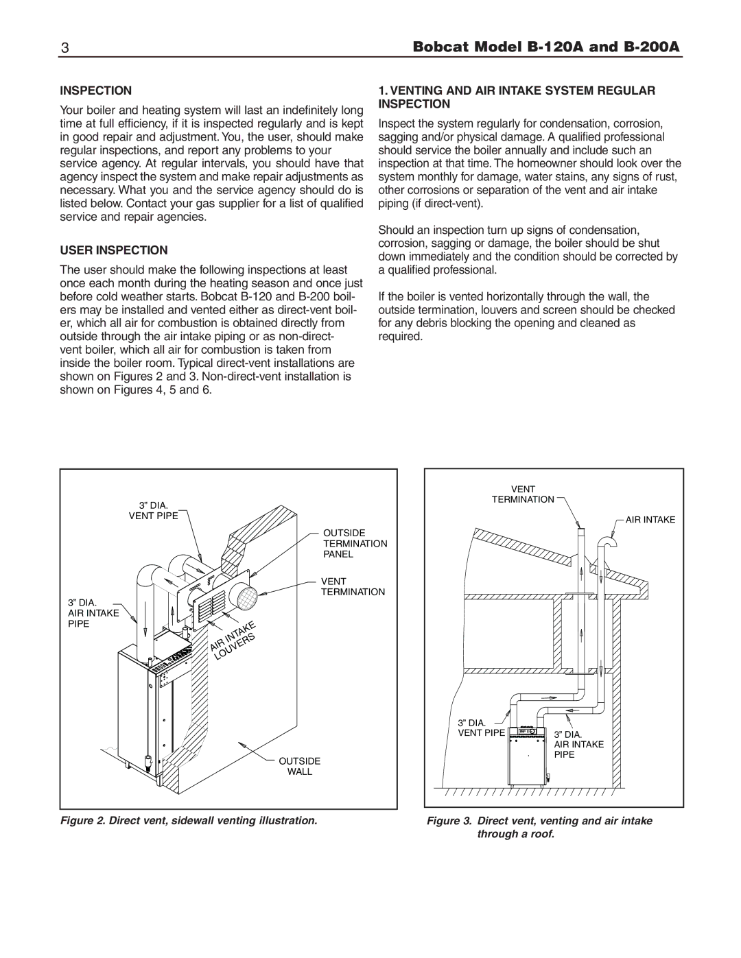 Slant/Fin B-200A, B-120A user service User Inspection, Venting and AIR Intake System Regular Inspection 