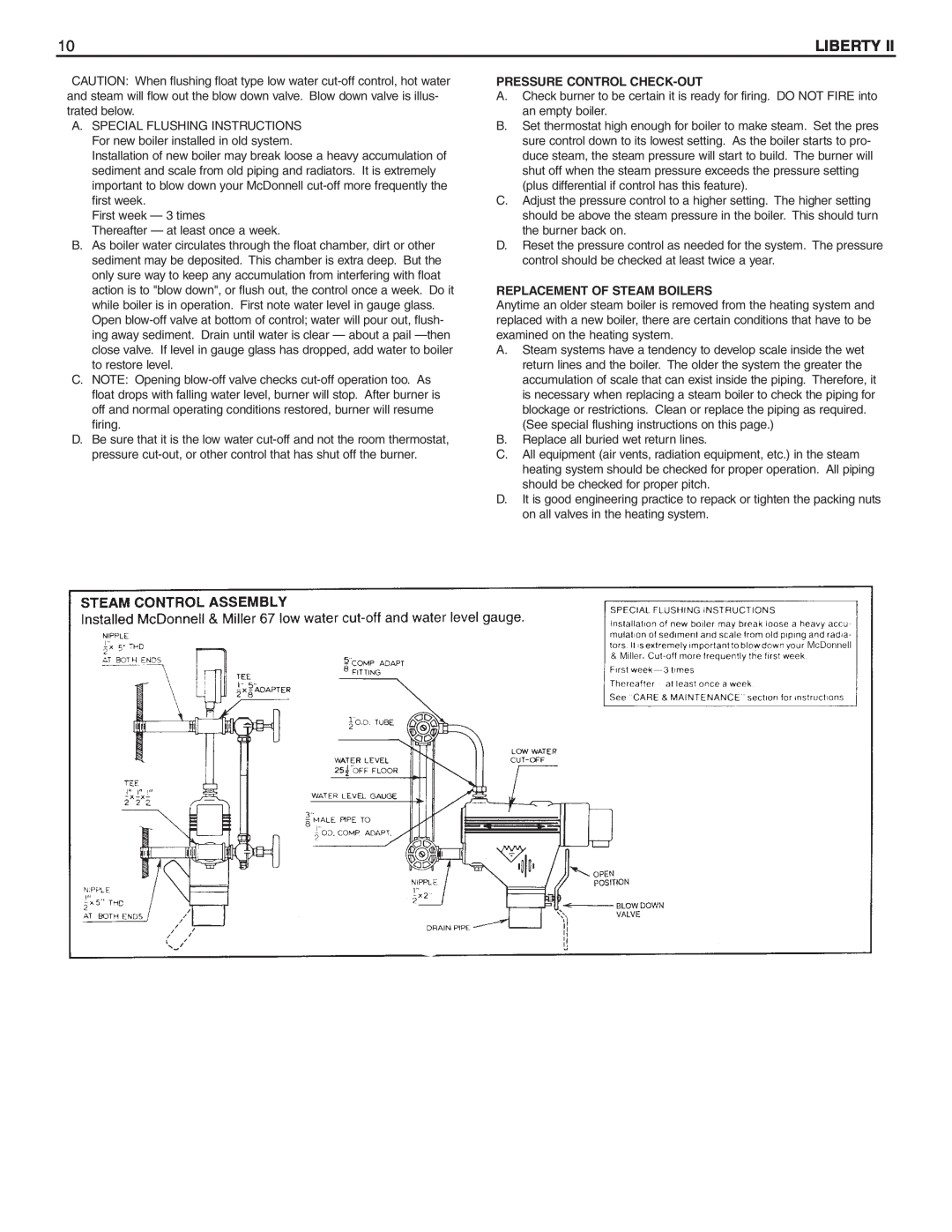 Slant/Fin BOILERS dimensions Liberty, Pressure Control Check-Out, Replacement Of Steam Boilers 