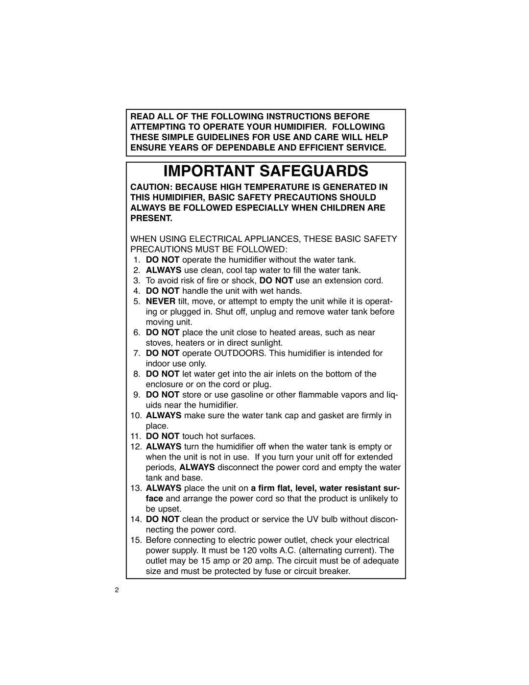 Slant/Fin GF-211D warranty Important Safeguards 