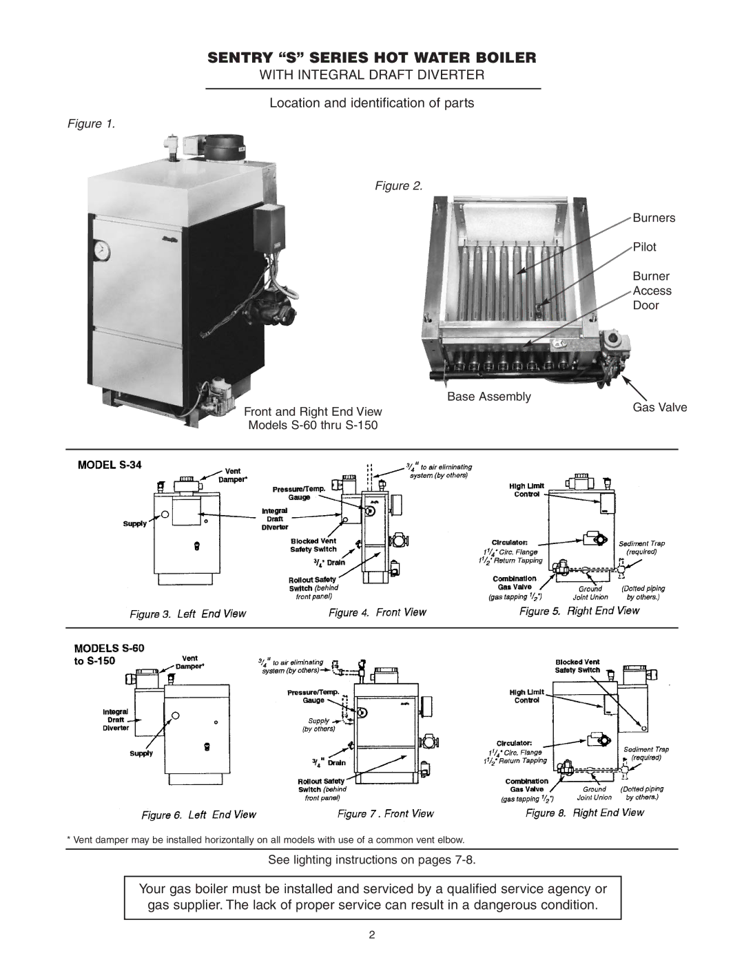 Slant/Fin GG, GXHA user service Sentry S Series HOT Water Boiler, With Integral Draft Diverter 