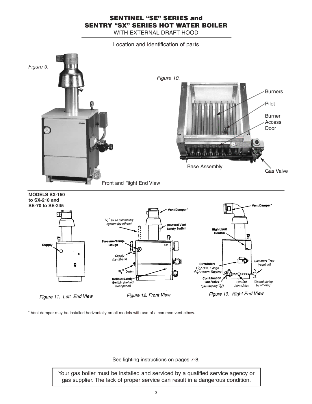 Slant/Fin GXHA, GG user service Sentry SX Series HOT Water Boiler, With External Draft Hood 