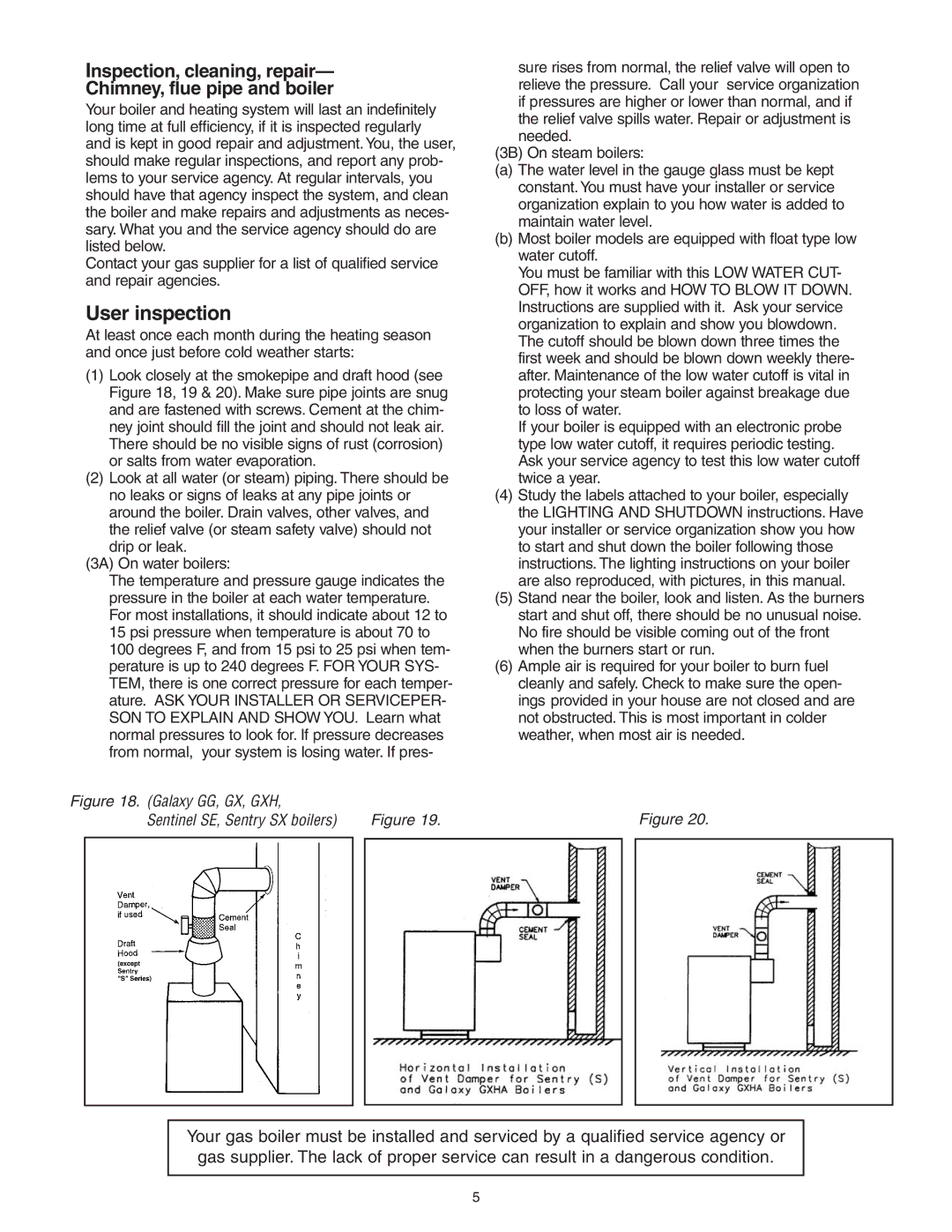 Slant/Fin GXHA, GG user service User inspection 