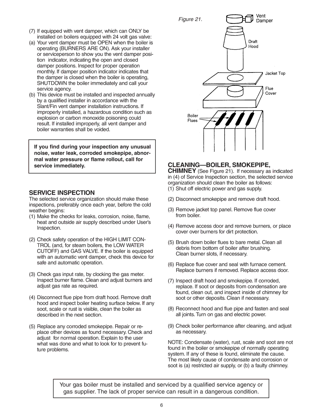 Slant/Fin GG, GXHA user service Service Inspection 